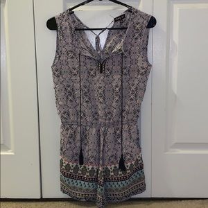 Lilac, Floral, Sleeveless Romper